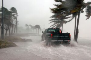 Truck in storm